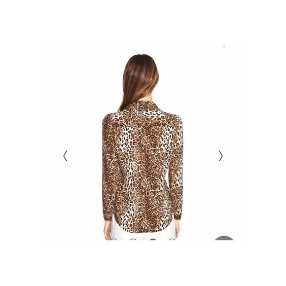 White House Black Market leopard print tie front blouse - Picture 4 of 15